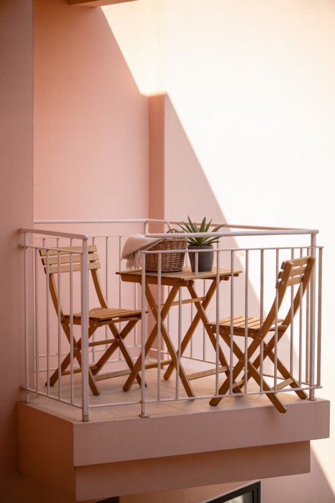 small pink balcony aesthetic setup
