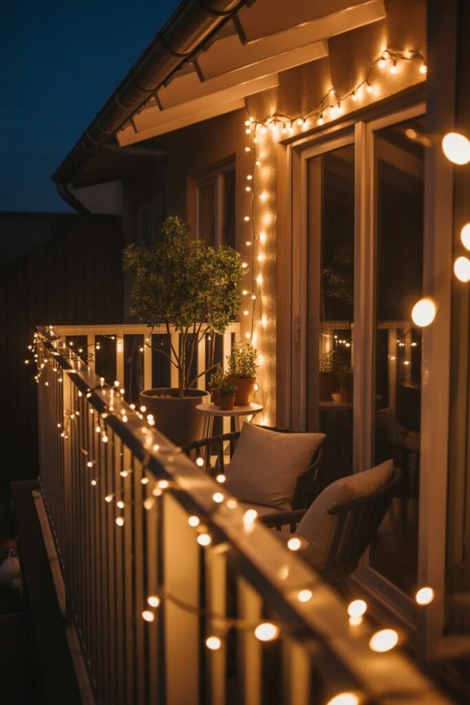 Magical night lighting ideas of balcony 2 Fairy lights balcony magical night lighting