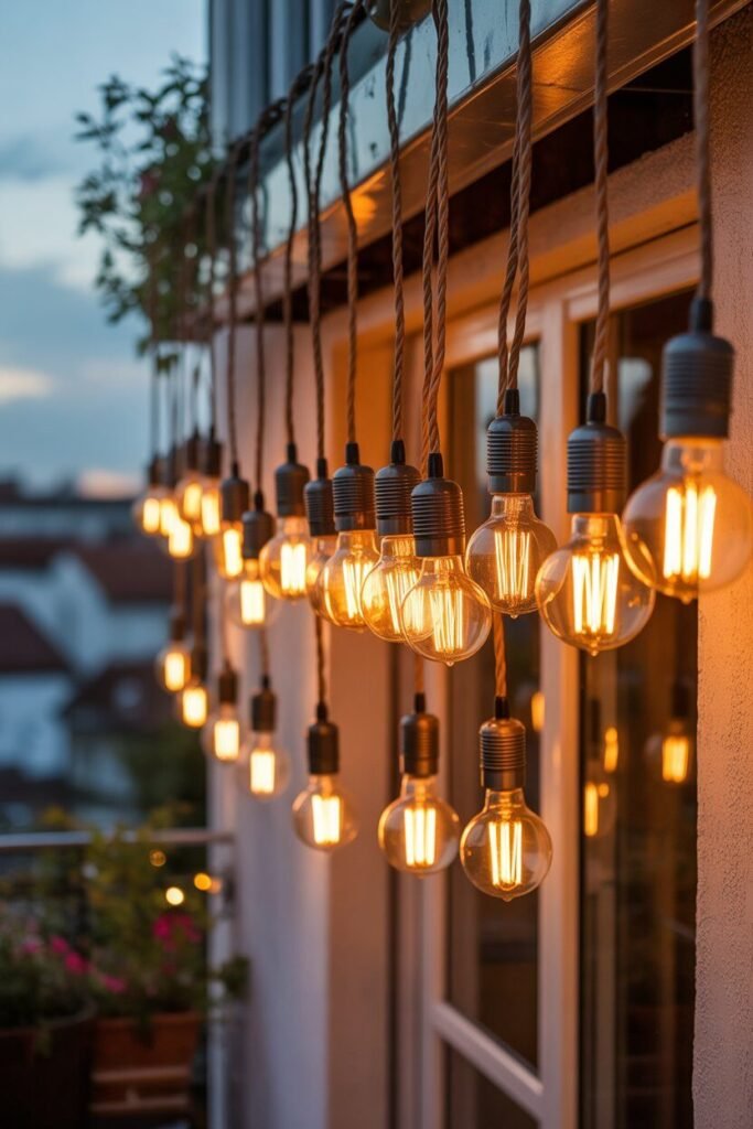 Magical night lighting ideas of balcony 4 Hanging bulbs balcony night lighting