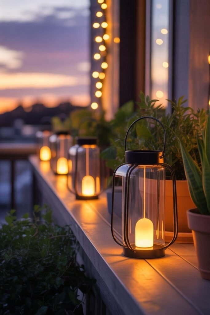 Magical night lighting ideas of balcony 8 Solar lanterns balcony night lighting