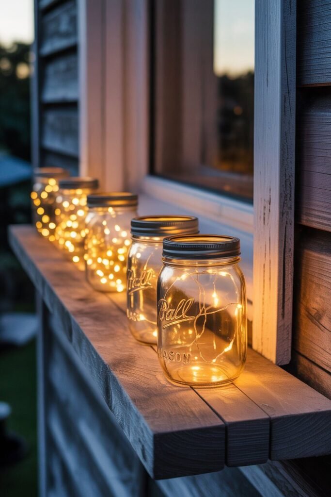 Magical night lighting ideas of balcony 9 Mason jar balcony magical lighting