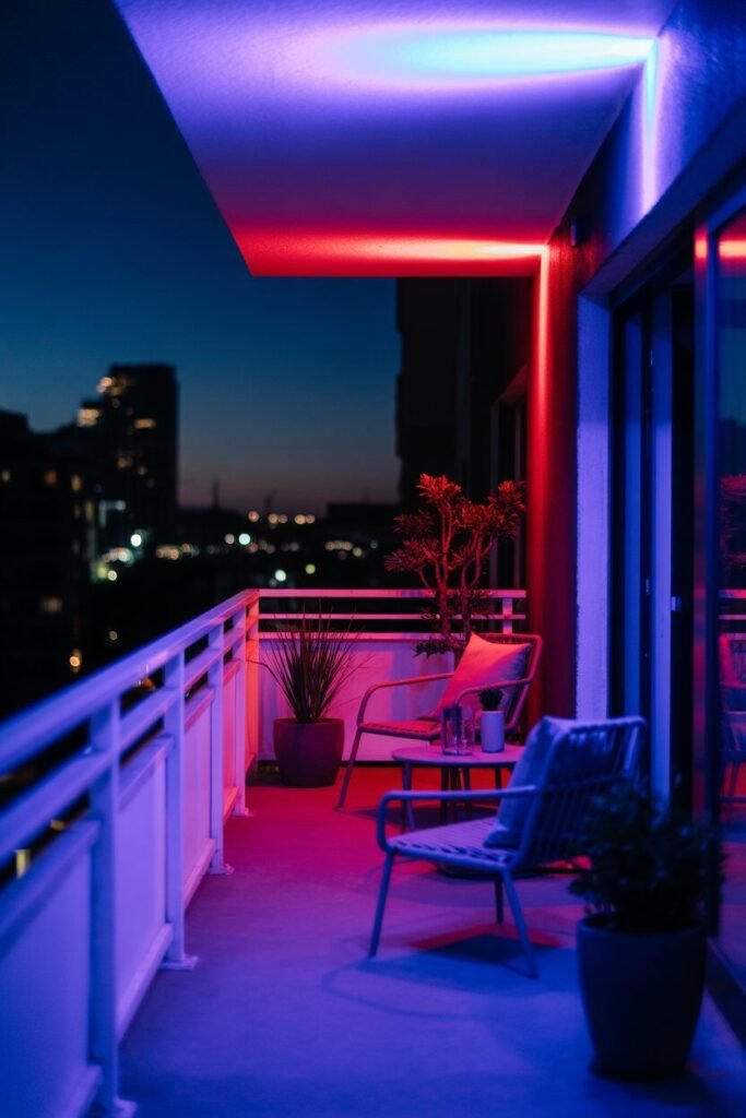 Magical night lighting ideas of balcony 15 Color LED balcony magical lighting