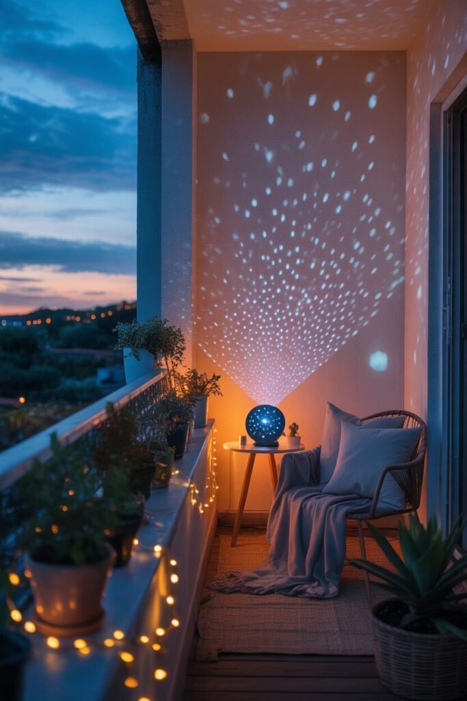 Magical night lighting ideas of balcony 20 Star projector balcony night lighting