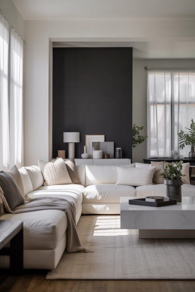 luxury white and black living room 9 black accent wall in living room