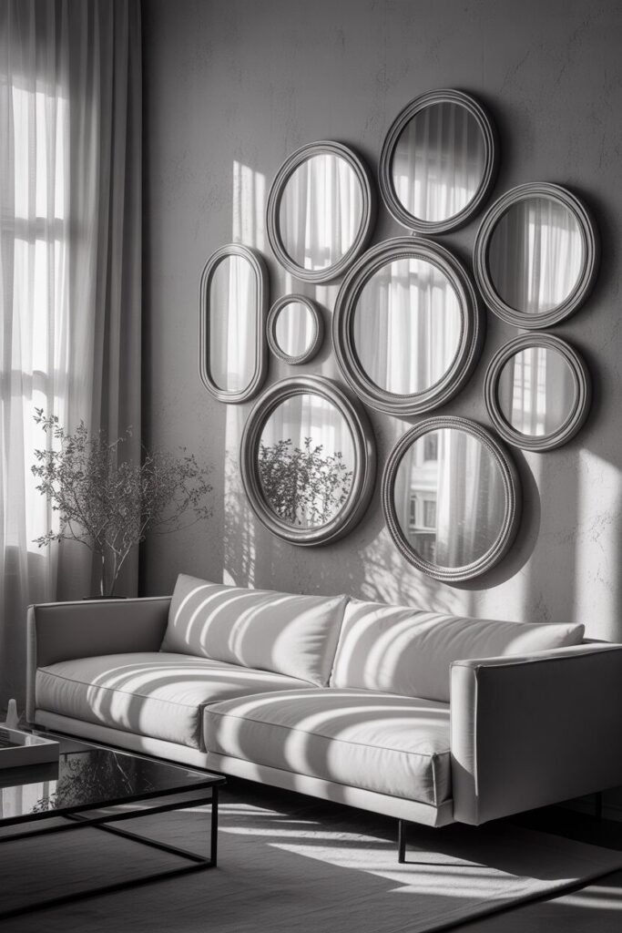 luxury white and black living room 17 mirrors in luxury white and black living room