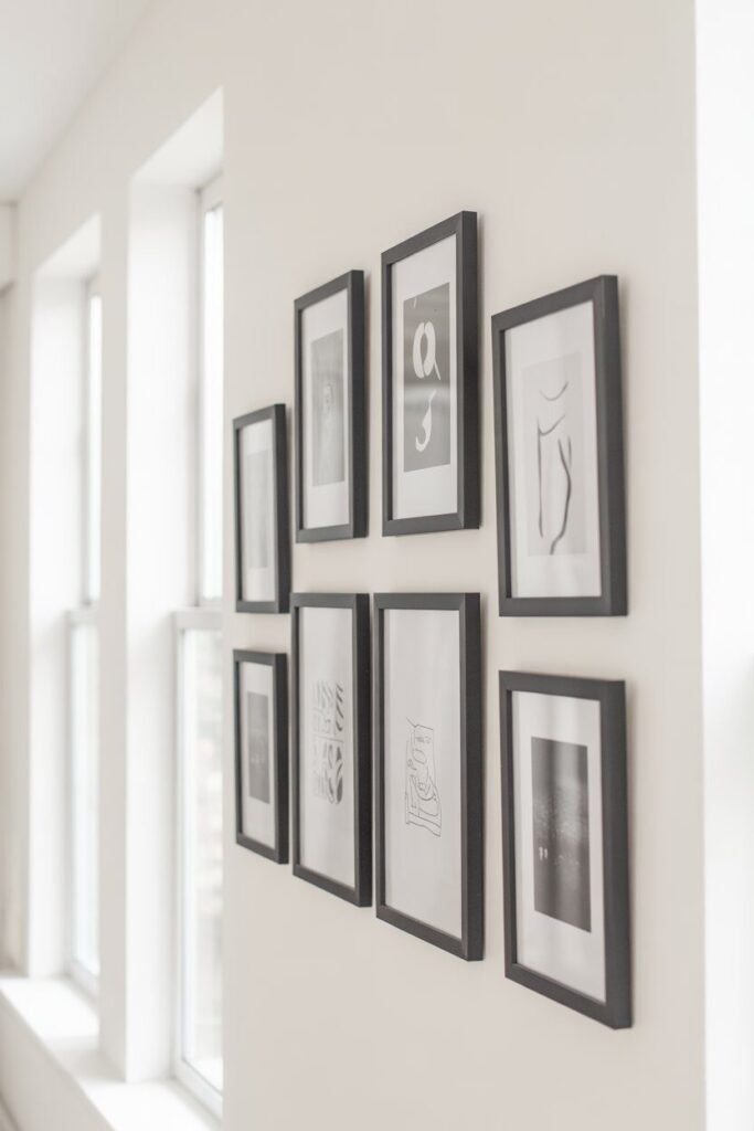 luxury white and black living room 19 black framed art in luxury white and black living room