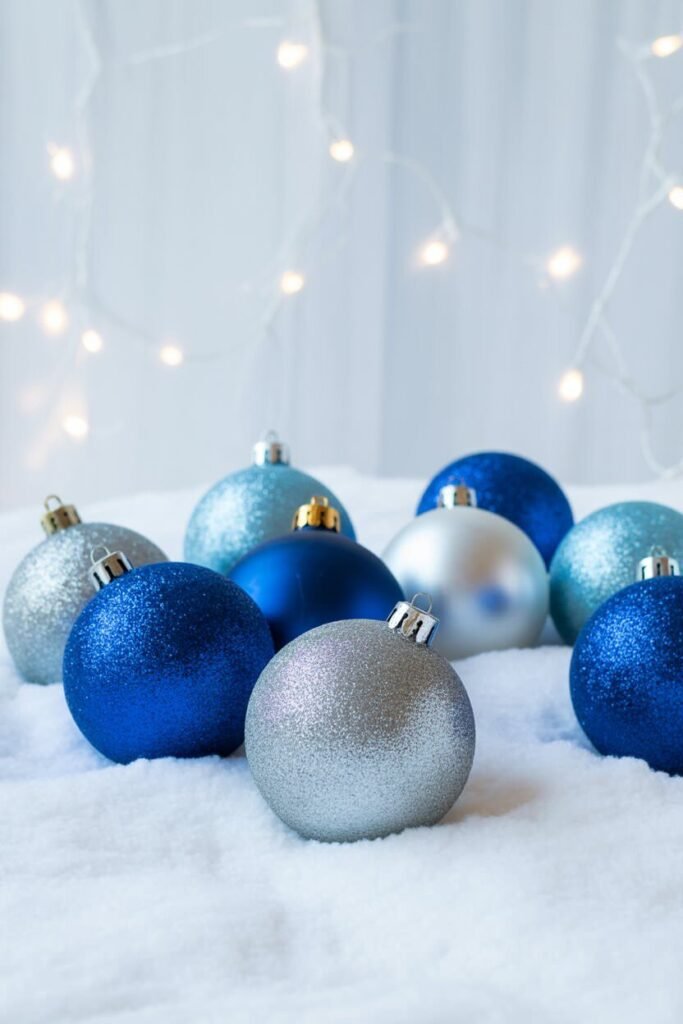 Blue christmas decor 5 silver white mix blue christmas decor