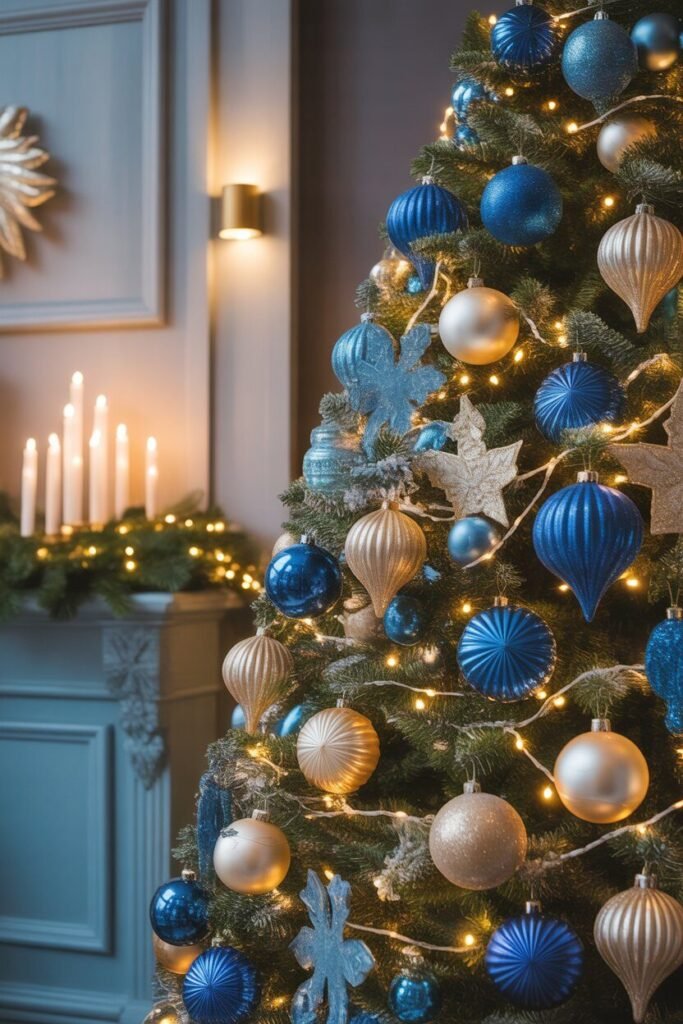 Blue christmas decor 9 blue gold elegant christmas decor