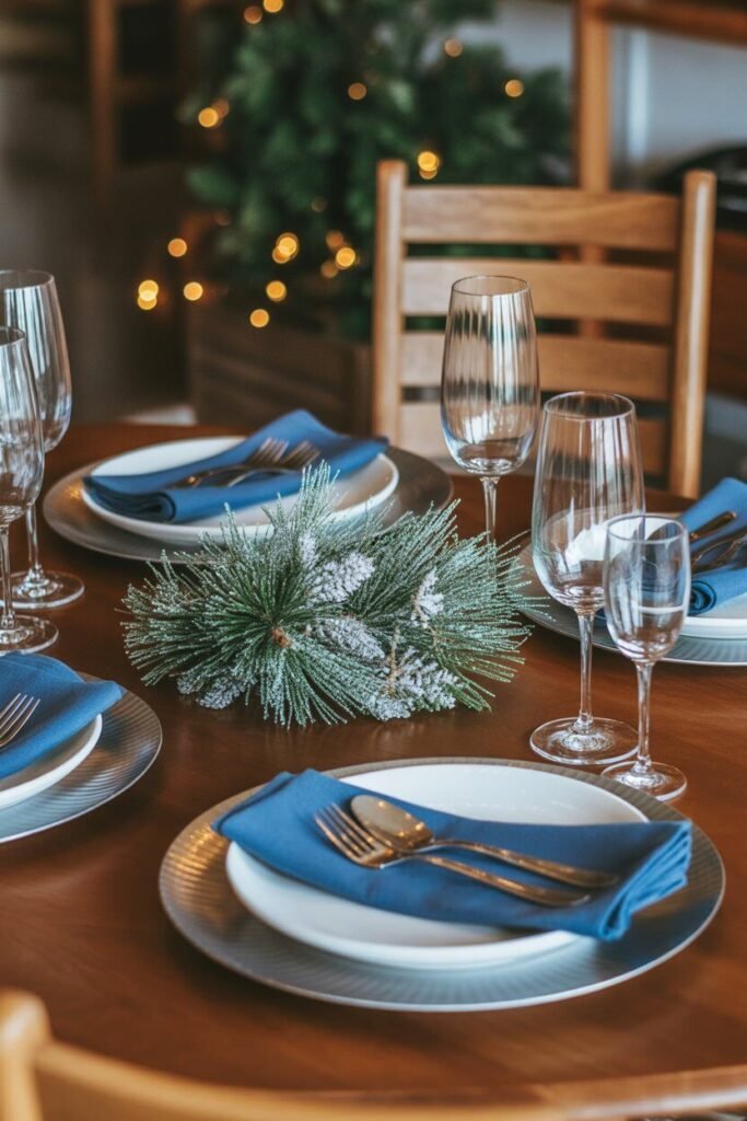 Blue christmas decor 10  frosty blue christmas decor table