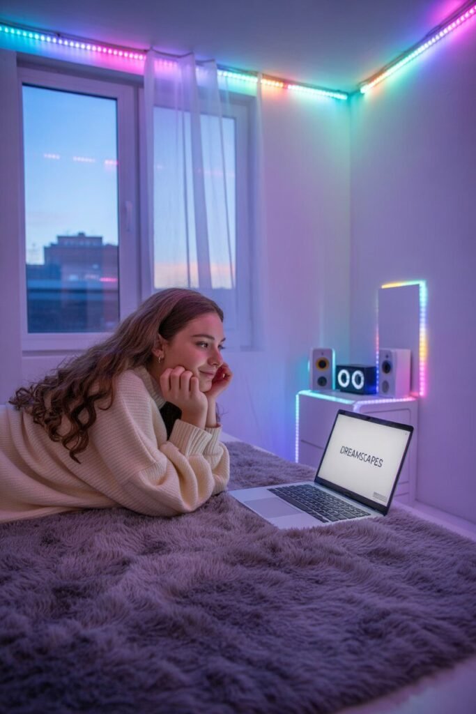 dreamy teenager room 10 Dreamy teenager room with tech setup