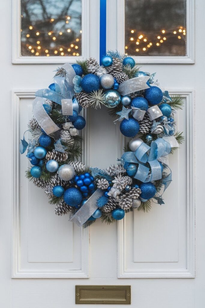 Blue christmas decor 11 blue christmas decor wreath idea