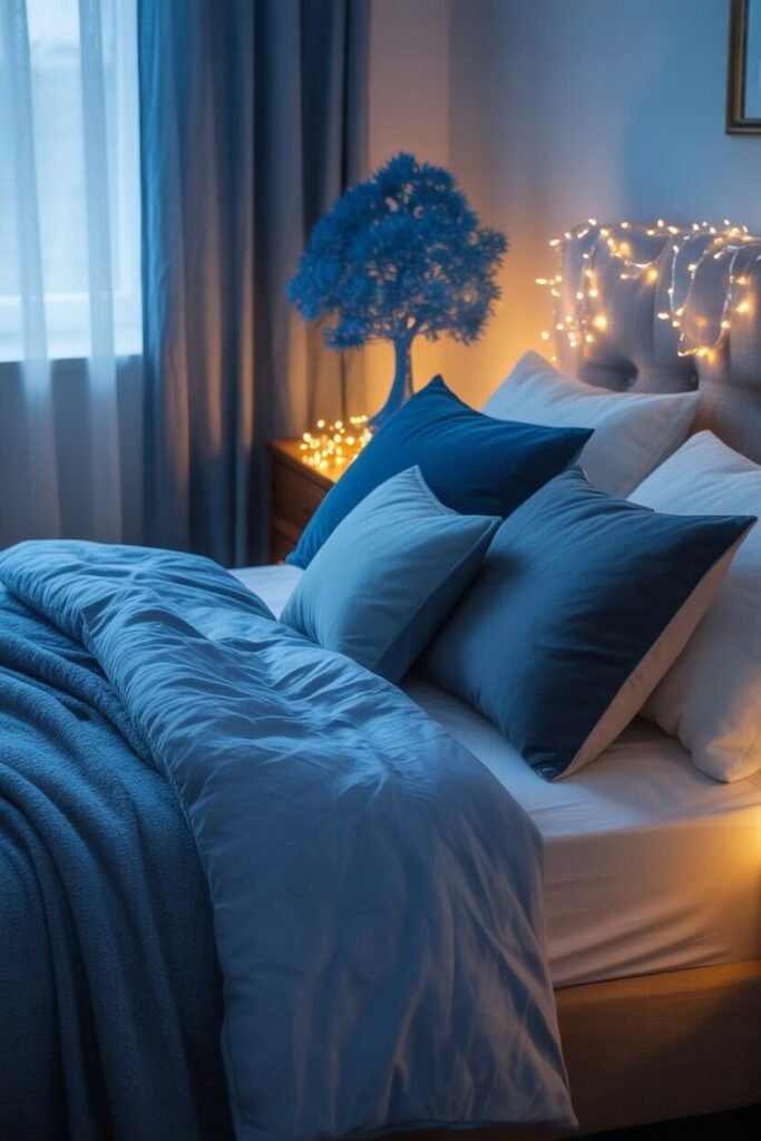 Blue christmas decor 13  blue christmas decor bedroom look
