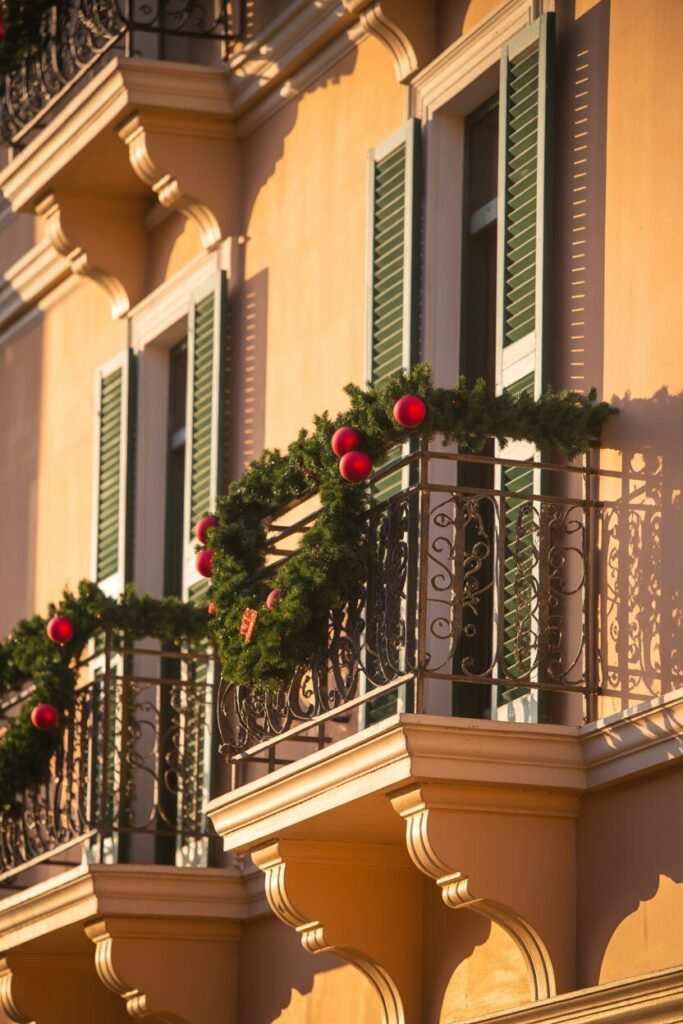 red christmas balcony 4 greenery red christmas balcony