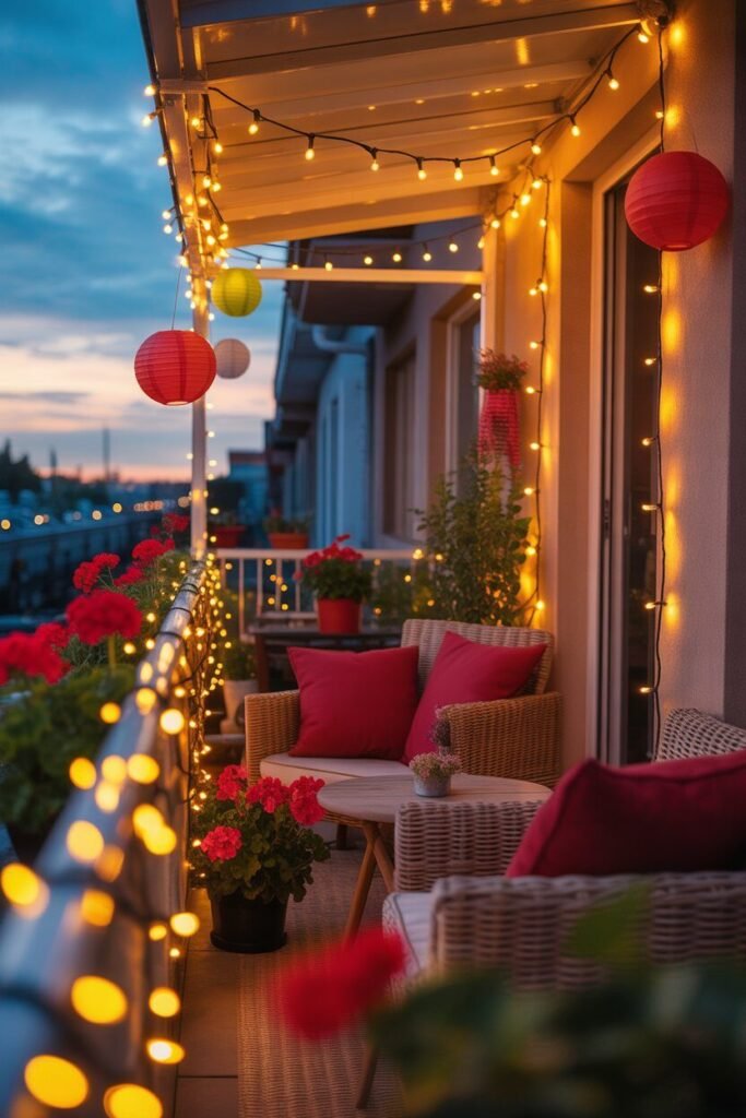 red christmas balcony 5  red christmas balcony lighting
