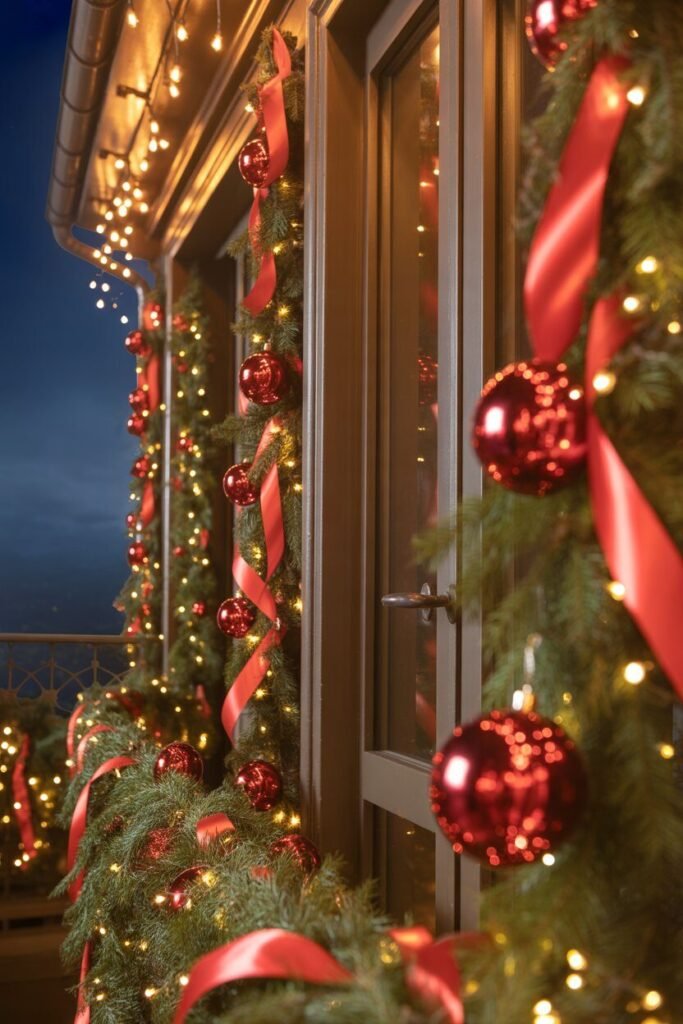 red christmas balcony 6 red ornaments red christmas balcony