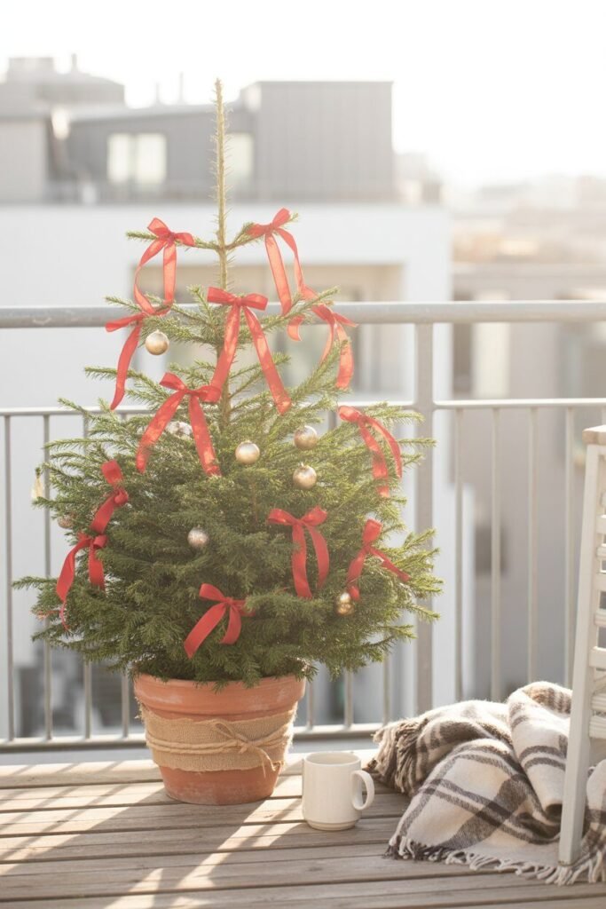 red christmas balcony 8 mini tree red christmas balcony