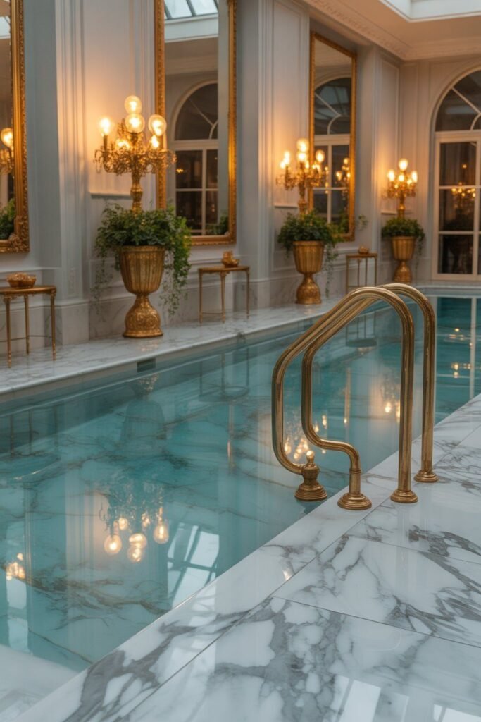 luxury indoor pool ideas 5 marble and gold luxury indoor pool ideas