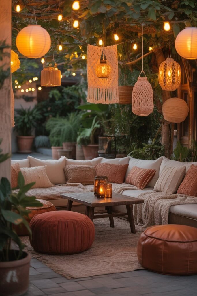 Bohemian outdoor garden ideas for night 11 cozy boho outdoor garden setup