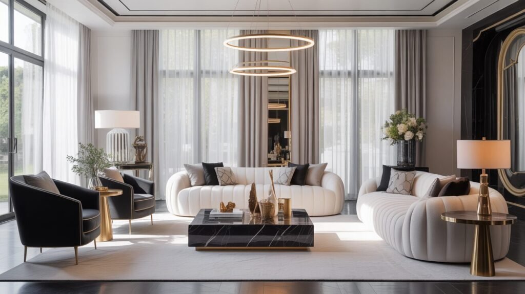 luxury white and black living room 3 realistic photo of a luxury white and bl EvqQDZhBQuqu9MPFNZoiEw FNCy3GZDRzu4NU5D77GAKQ