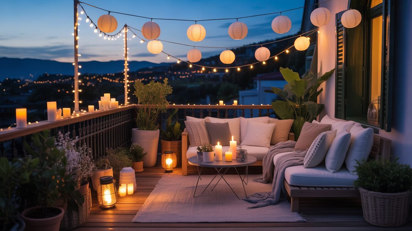 Magical night lighting ideas of balcony 1 realistic photo of a magical balcony at Fz38iH45Q4K m6m2ks kJA pfpvMEtqR0 YyTCrFO8tfg