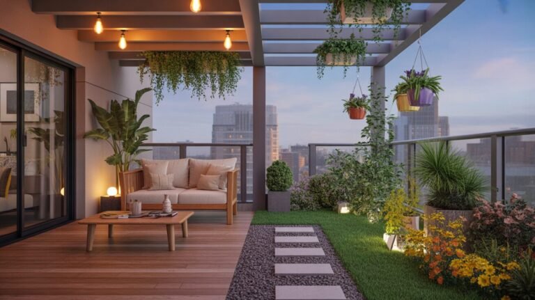 modern balcony garden with wooden deck and exposed ceiling beams 25 modern balcony garden with wooden deck and exposed ceiling beams