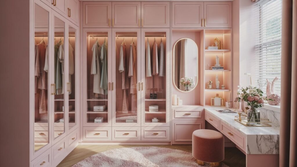 feminine stylish and modern wardrobe 9 ultra realistic wide angle photo of a fe mXNF00wJR0aiGx8FugfWvA 2cVInQAPT7ebOfcy6dV7XA