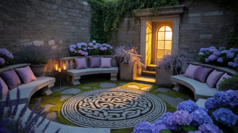 Mystical garden nook with Celtic stone patio 3 Mystical garden nook with Celtic stone patio