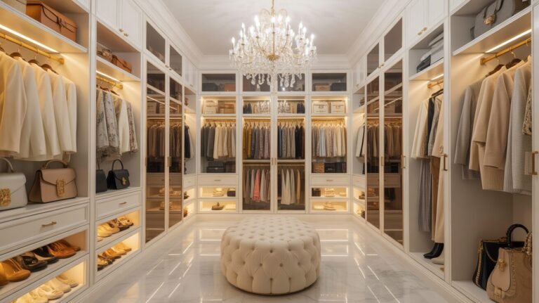 Luxury white walk-in closet design 23 Luxury white walk-in closet design