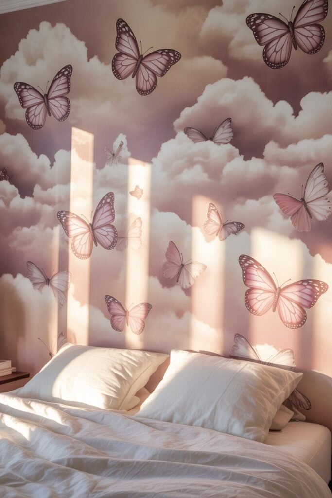 Butterfly-themed bedroom ideas 3 butterfly-themed bedroom wallpaper pastel