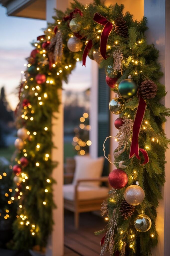 Luxury christmas patio design 24 luxury Christmas patio garland arches