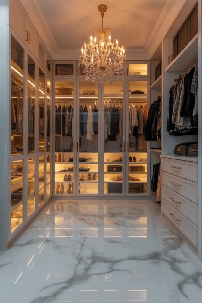 Luxury white walk-in closet design 6 marble floor luxury white closet