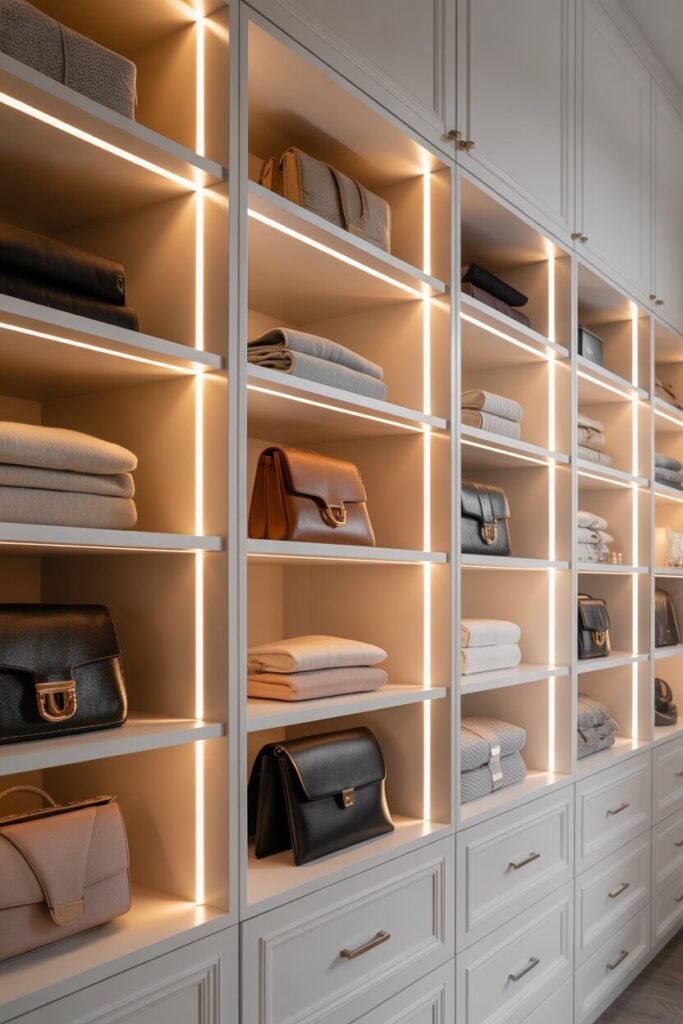 Luxury white walk-in closet design 8 beige accents luxury white closet