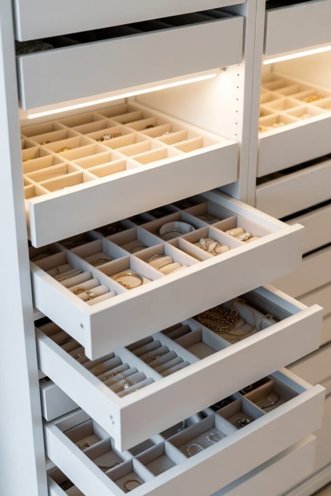 Luxury white walk-in closet design 9 organized luxury white walk-in closet