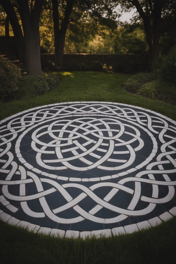 Celtic pattern mystical garden nook
