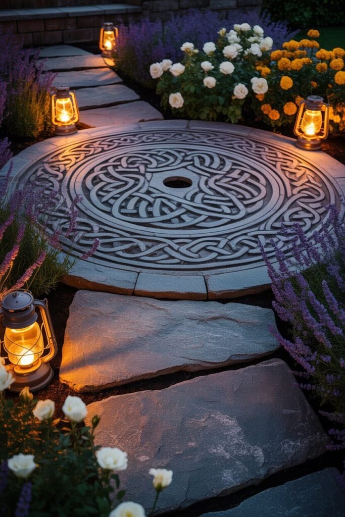 low-angle mystical garden nook