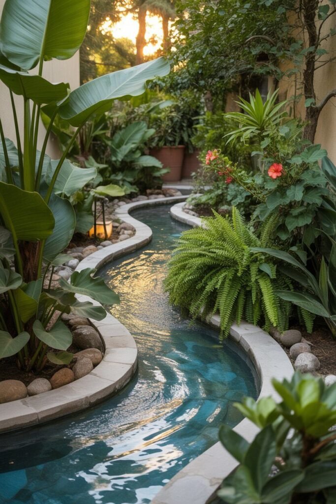 affordable backyard lazy river pool narrow channel