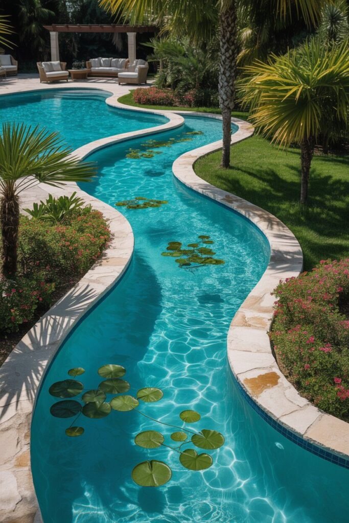 affordable backyard lazy river pool integration