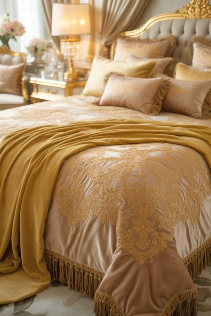 Embroidered bedding royal-style bedroom