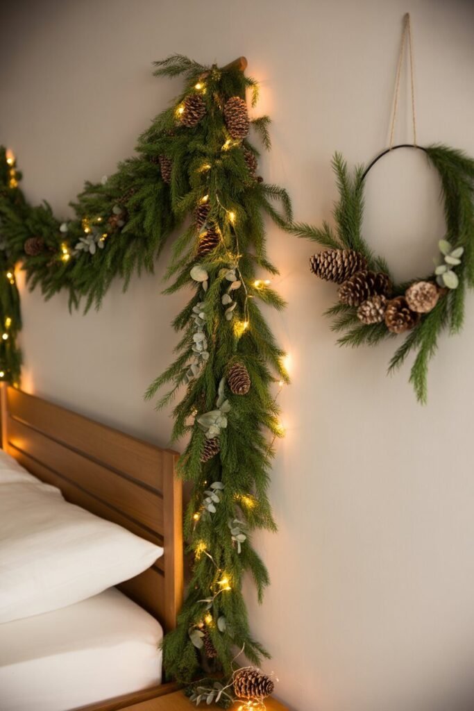 Dreamy bedroom for Christmas 7 garland décor dreamy bedroom for Christmas