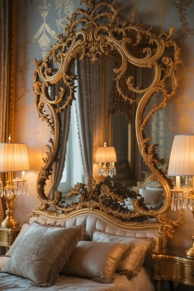 Ornate mirrors royal bedroom elegance
