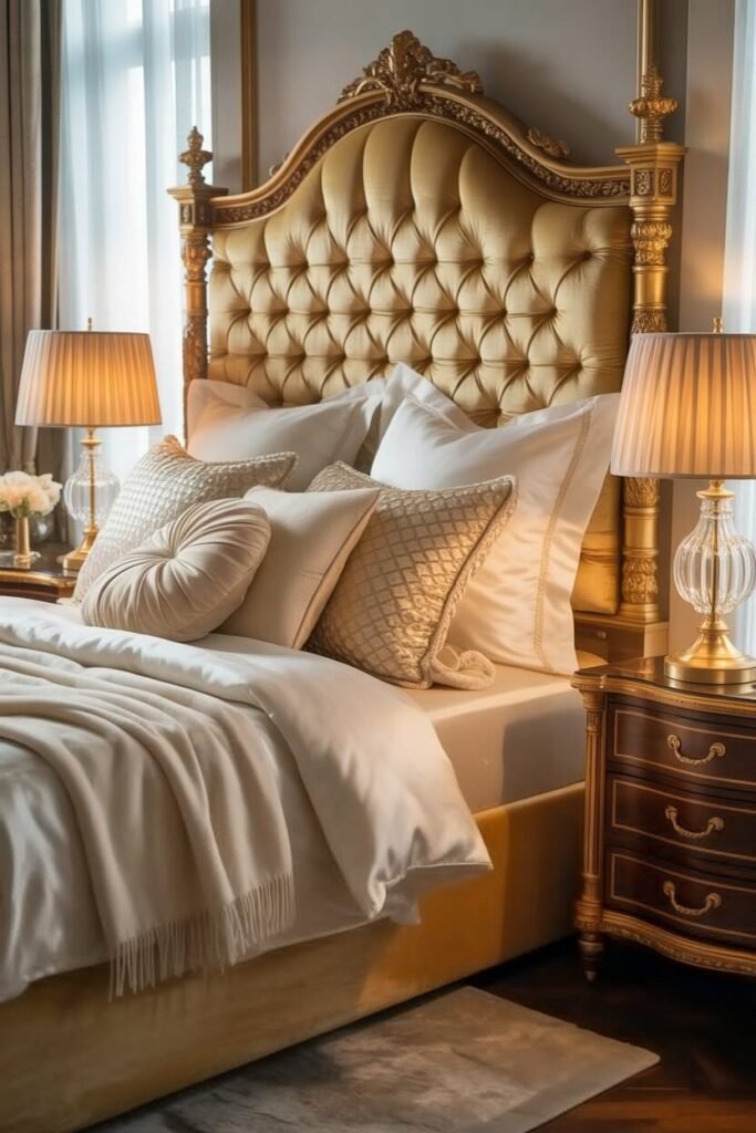 Statement headboard royal bedroom