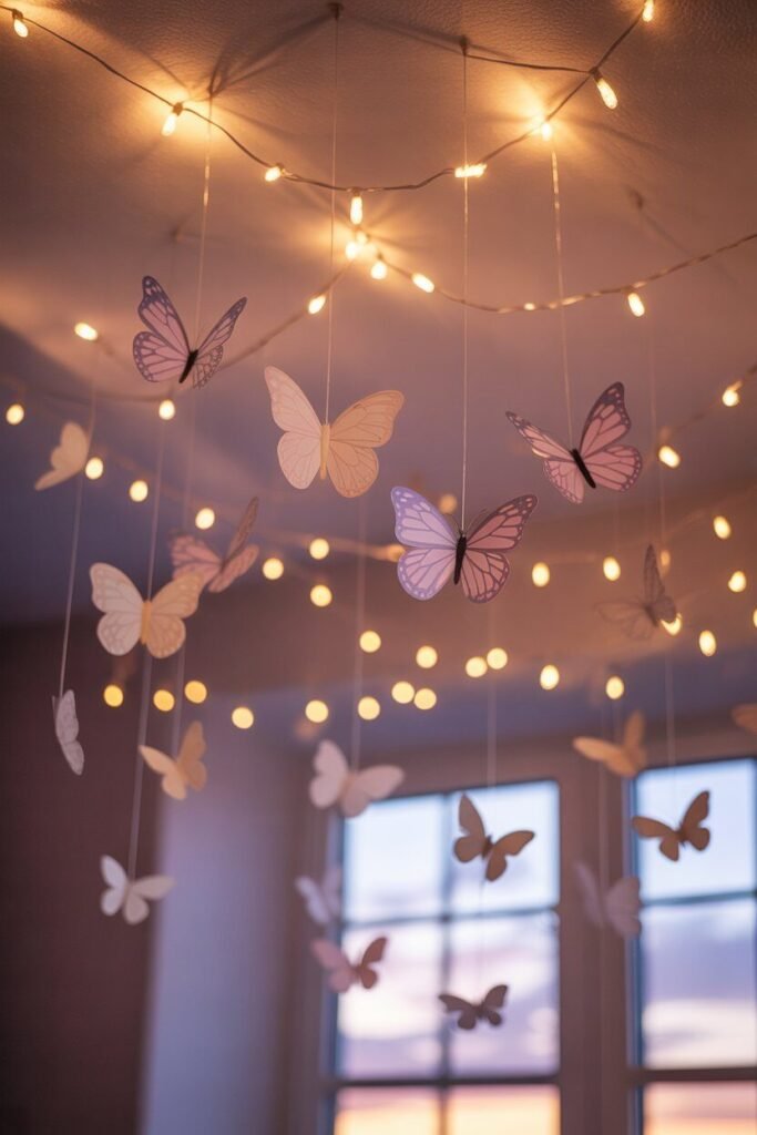 Butterfly-themed bedroom ideas 4 butterfly-themed bedroom fairy lights