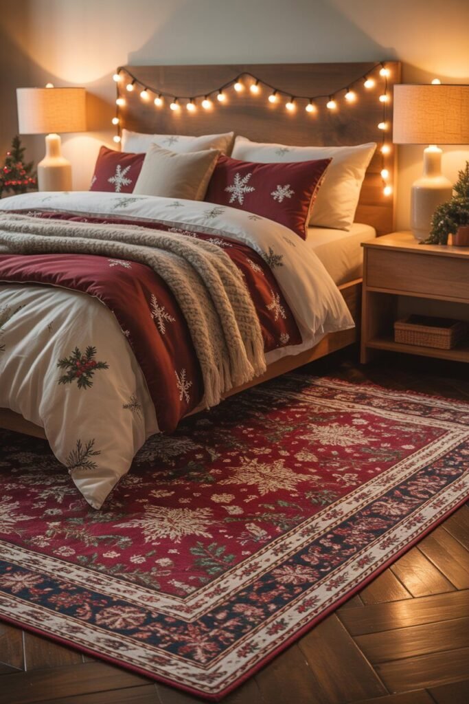 Dreamy bedroom for Christmas 9 festive rug dreamy bedroom for Christmas