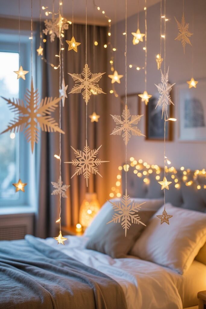 Dreamy bedroom for Christmas 10 snowflake décor dreamy bedroom for Christmas