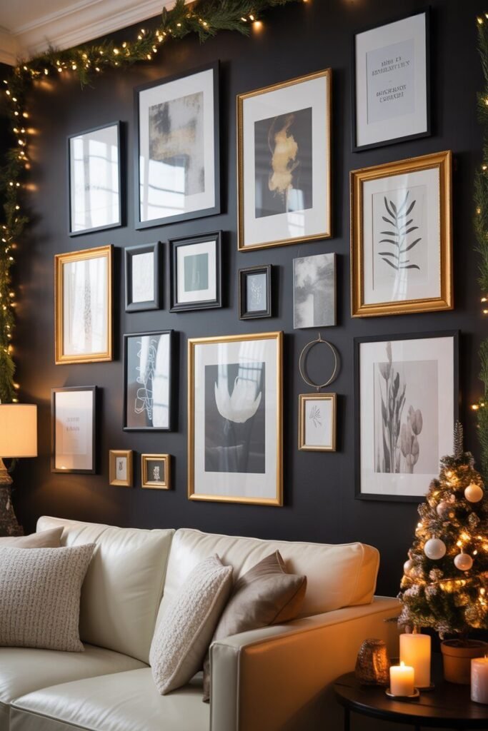 Artistic wall black Christmas living room