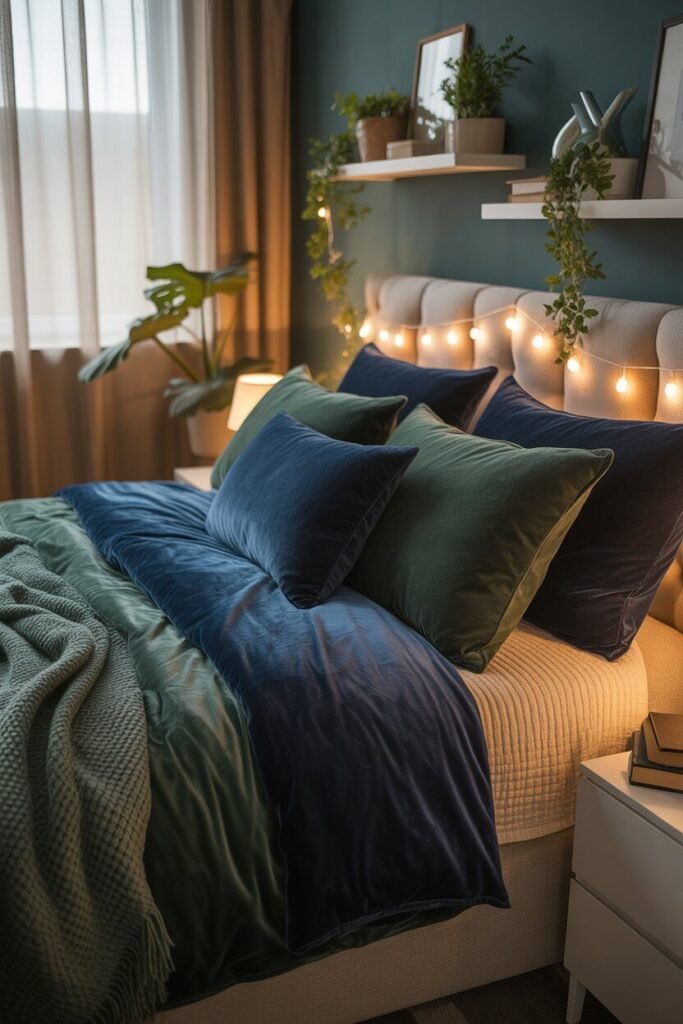 velvet bedding dark and moody winter teenager room ideas