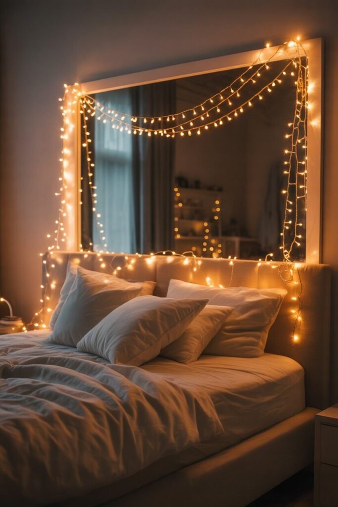 moody string lights dark and moody winter teenager room ideas