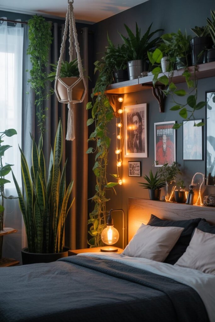 plants dark and moody winter teenager room ideas