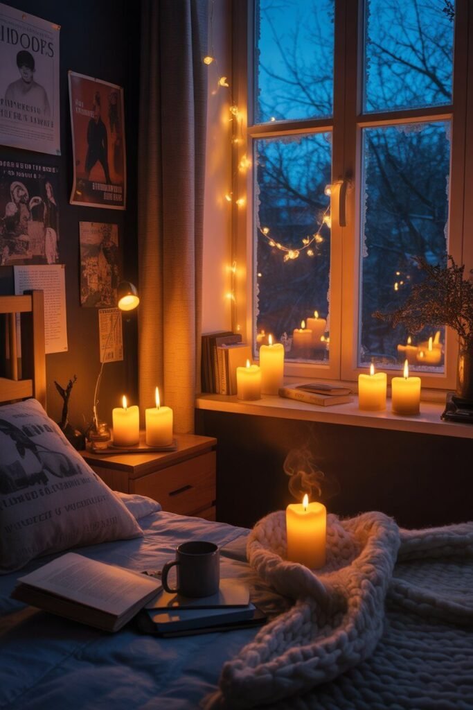 candles dark and moody winter teenager room ideas