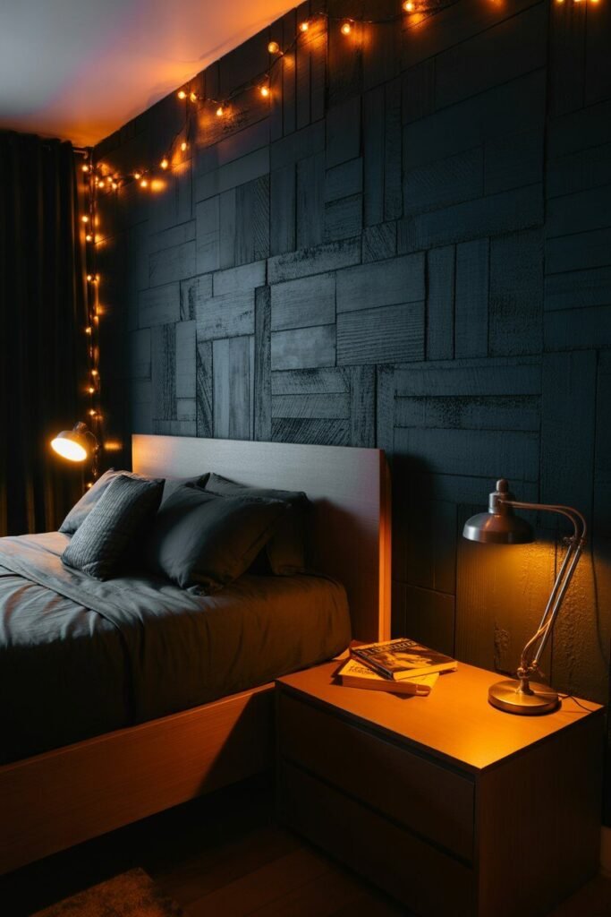 accent wall dark and moody winter teenager room ideas
